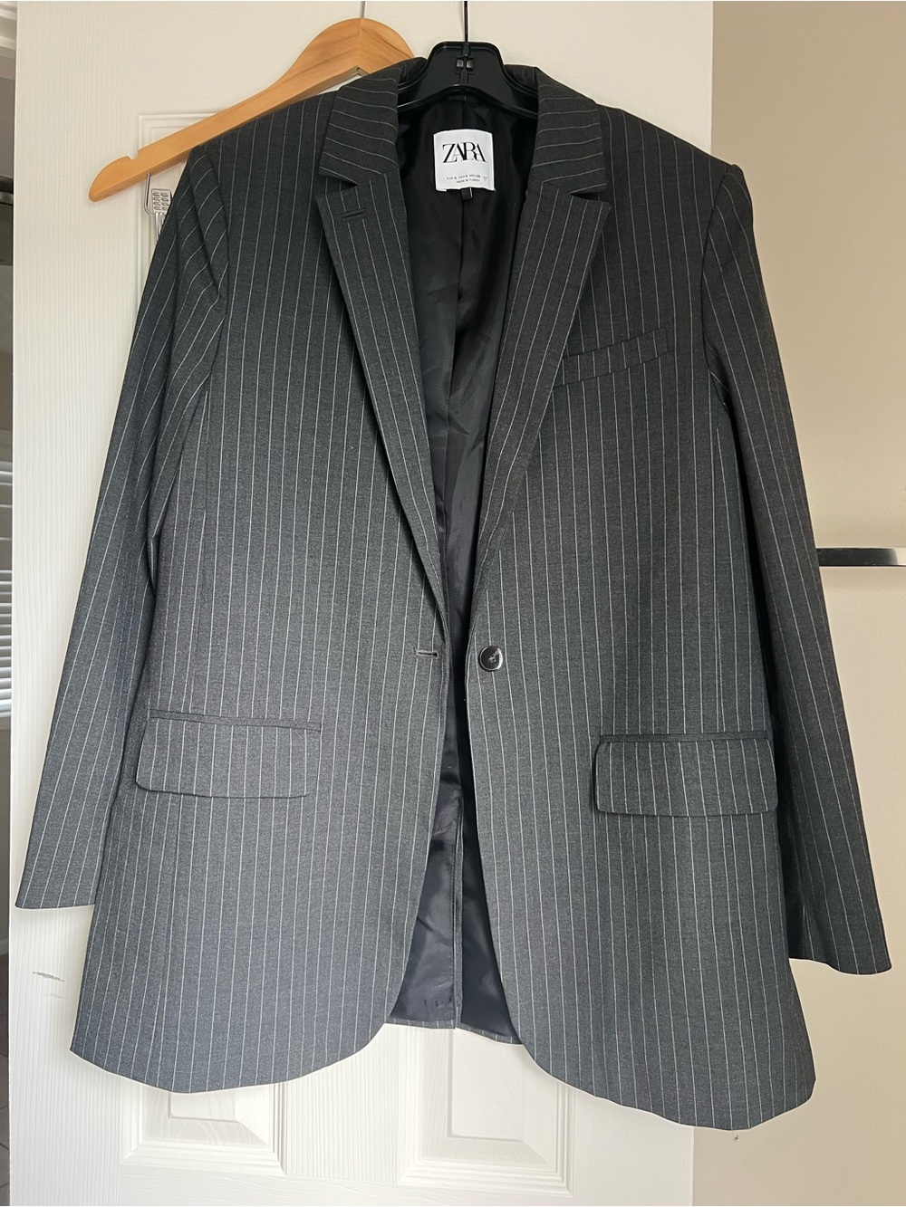 Zara Charcoal Pinstripe Blazer